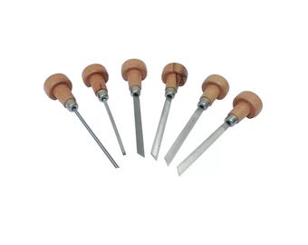 Stone Setting Graver Set of 6 with Wood Handles - Stone Setting & Engraving