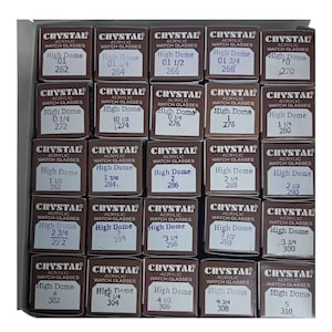 Assortment Watch Crystals 250pcs High Dome Plastic Crystals Size 26.2 to 31.0mm