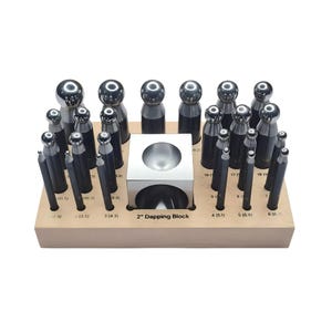 26-Piece Dapping Kit Doming Punch Block - Jewelry Forming Form Set 2.3mm-25mm