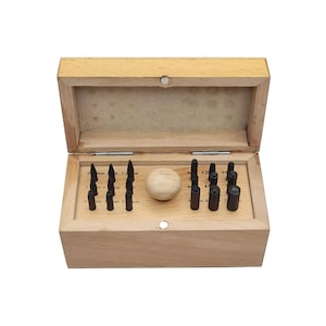 Bezel Setting Tool Punch Set with 18 Punches in Wooden Box Size 0.75mm to 7.75mm