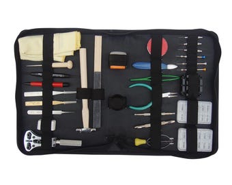 28 Pieces Deluxe Watch Repair Tool Kit Set Watchmaking with Leather Case