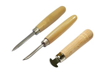 Jewelers 3 Stone Setting Tool Set 1 Bezel Roller & 2 Burnishers - Jewelry Tool Set