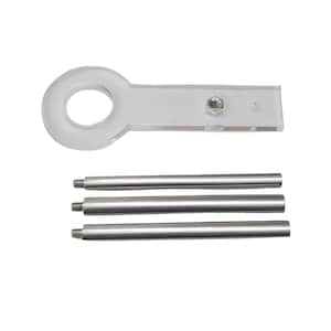 May include: A clear acrylic stand with a circular opening and a metal screw. Three silver metal rods are included.