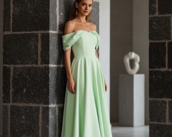 Buy Olive Green off Shoulder Velvet Midi Dress Online in India - Etsy