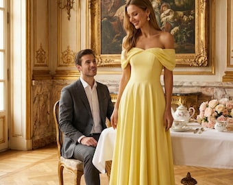 Yellow Wedding Guest Dress – Flared Midi Style for Special Occasions