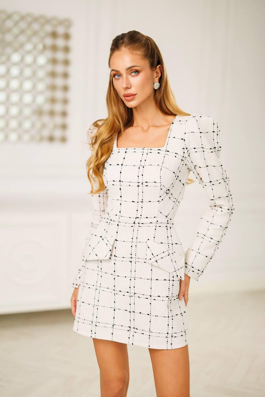 white long sleeve tweed dress Daring Diva Women's Tweed Formal Work Long Sleeve Sheath Dress XL White Black, Multicolor