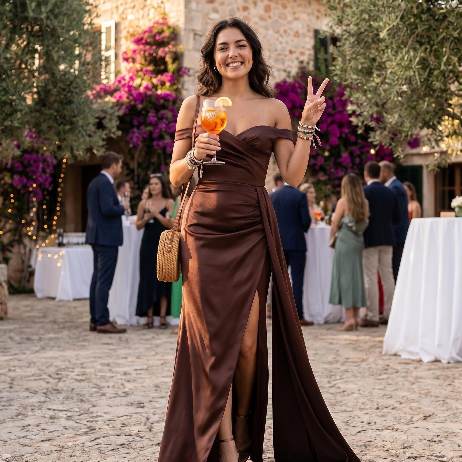chris brown concert dress code Jovie Brown Bardot Wrap Maxi Dress With Sash Detail – Club L London main image 0