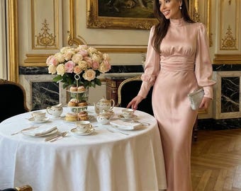 peach satin dress for wedding Spaghetti Straps Peach Pleats Trumpet/Mermaid Formal Dresses