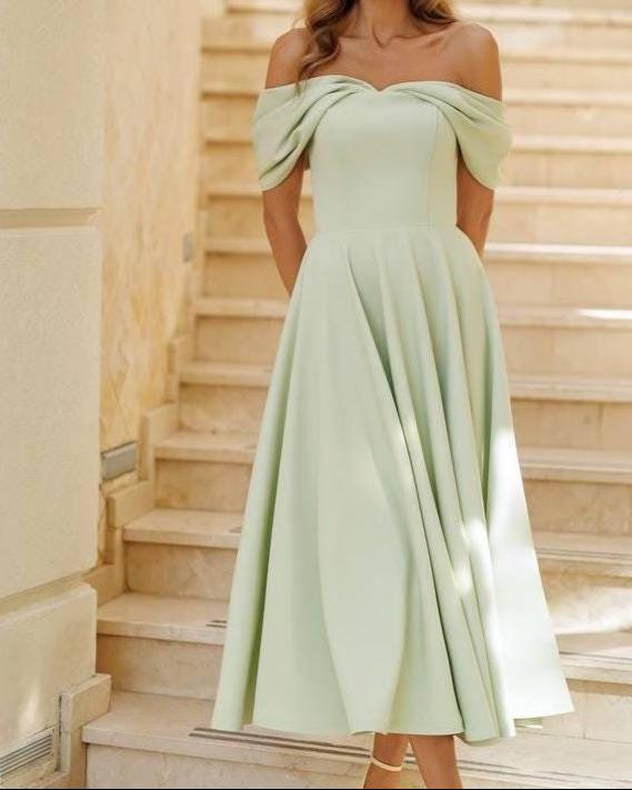 light green dress for wedding guest Drop-Waist Midi in Sage Green– PromGirl Whether you are dressing it for a prom Green Wedding Guest Dresses: Sage,