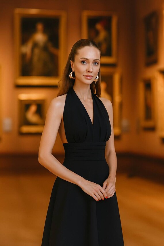 Black Backless Halter Dress, Double-layer Skirt, Formal Evening Midi, XSL - Etsy Canada Black Backless Halter Dress, Double-layer Skirt, Formal Evening Midi, XSL - Etsy Canada