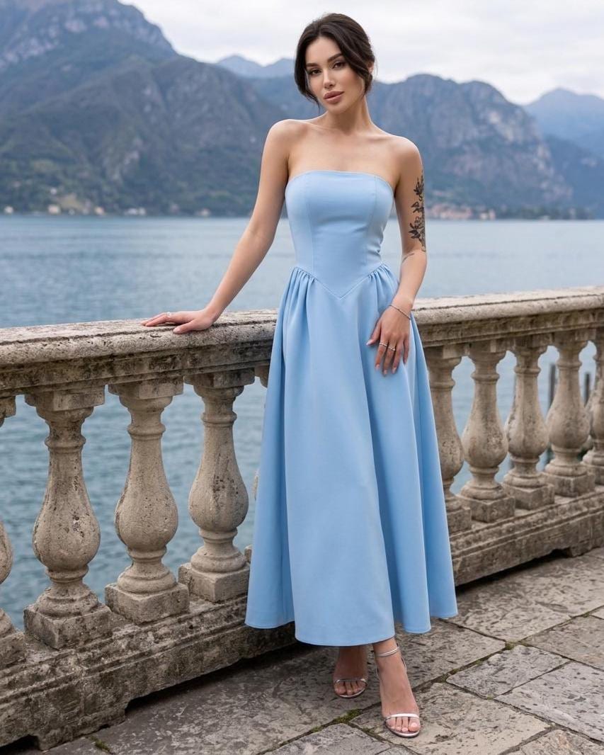 blue dress midi Provence Bloom Tiered Floral The Audrey Dress features a high bateau neckline with gently gathered bodice to create a refined silhouette that you will just love Satin A Line Midi Dress