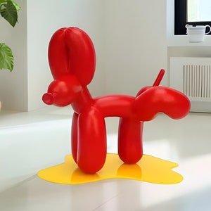 Resin Peeing Balloon Dog Desk Sculpture, Glossy Desk Décor, Weeing Doc Décor, Dog Model Sculpture, Balloon Dog Statue