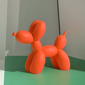 Orange Resin Balloon Dog Desk Sculpture, Matte Desk Décor, Colourful Desk Décor, Dog Model Sculpture, Dog Sculpture, Balloon Dog Statue