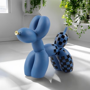 Blue and Black Resin Balloon Dog Desk Sculptures, Desk Décor, Matte Desk Décor, Dog Model Sculpture, Balloon Sculpture, Balloon Dog Statue