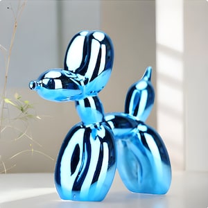 Blue Resin Balloon Dog Desk Sculpture, Metallic Desk Décor, Glossy Desk Décor, Dog Model Sculpture, Balloon Sculpture, Balloon Dog Statue
