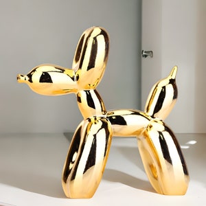 Gold Resin Balloon Dog Desk Sculpture, Metallic Desk Décor, Glossy Desk Décor, Dog Model Sculpture, Balloon Sculpture, Balloon Dog Statue