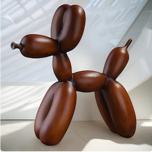 Wooden Balloon Dog Desk Sculpture, Wooden Desk Décor, Animal Desk Décor, Dog Model Sculpture, Balloon Sculpture, Balloon Dog Statue