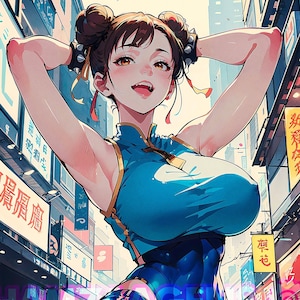 Chun-Li - Street Fighter - Impresión/póster de ilustración artística premium - 4 tamaños