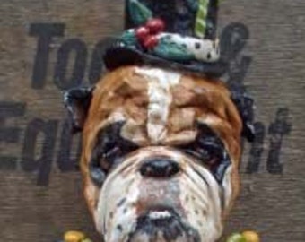 Folk Art Nutcracker Dog Doll English Bulldog Ooak Folk Art Vintage Style