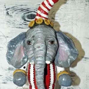 Folk Art Original One of a Kind Santa Elephant NutCracker Character Art image 1