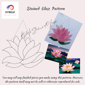 Digital Download PDF, DIY Glass Art Template, Printable Stained Glass Design, Lotus Stained Glass Pattern, Stained Glass Suncatcher