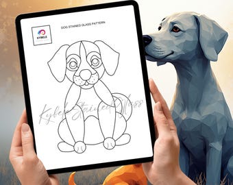 Dog Stained Glass Pattern: DIY Suncatcher Template (PDF Download, 5.9x8.5")