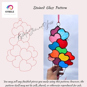 Digital Download PDF, DIY Glass Art Template, Printable Stained Glass Design, Heart Stained Glass Pattern, Stained Glass Suncatcher