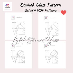 LOVE Heart Stained Glass Pattern PDF – DIY Glass Craft Template, Digital Download Suncatcher Design