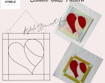Heart Stained Glass Pattern: Suncatcher DIY Template (PDF Download)