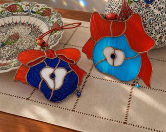 Stained Glass Evil Eye Suncatcher: Spiritual Home Decor