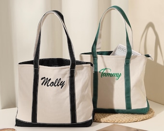 Custom Embroidered Canvas Tote Bag: Personalized Beach Handbag