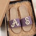 Custom Handmade Straw Crochet Boho Slippers, Personlized Bride Bridesmaid Slippers, Beach Shoes Women, Bridesmaid Gifts Gift For Her product logo