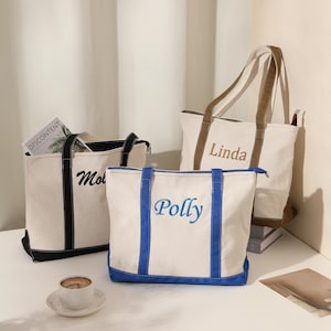 Custom Tote Bag, Canvas Tote Bag, Personalized embroidered bridesmaid tote bags, Gift for Her, Beach Handbags, Name Tote Bag, Beach Bag