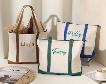 Bolsa de lona bordada personalizada, regalo para dama de honor