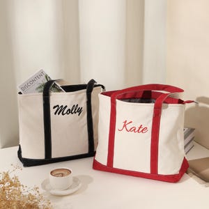Custom Tote Bag, Name Tote Bag, Canvas Tote Bag, Custom Text Tote Bag, Bachelorette Gift, Beach Bag, Bridesmaids Gift Bag