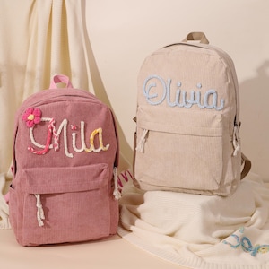 Sac à dos personnalisé pour enfants, cadeau d'anniversaire de haute qualité pour tout-petits en velours côtelé, sac à dos pour enfants d'âge préscolaire, sac à dos pour enfants avec nom