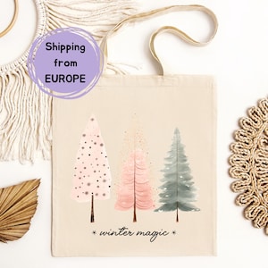 Christmas Tree Bag, Christmas Tote Bag, Christmas Canvas Bag, Christmas Gift Bag, Merry Christmas Bag, Women Christmas Bag, Holiday Gift Bag