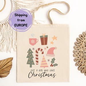 Christmas Tote Bag, Christmas Canvas Bag, Christmas Gift Bag, Merry Christmas Bag, Christmas Tree Bag, Women Christmas Bag, Holiday Gift Bag