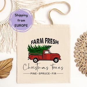 Christmas Tote Bag, Christmas Canvas Bag, Christmas Gift Bag, Merry Christmas Bag, Christmas Tree Bag, Women Christmas Bag, Holiday Gift Bag