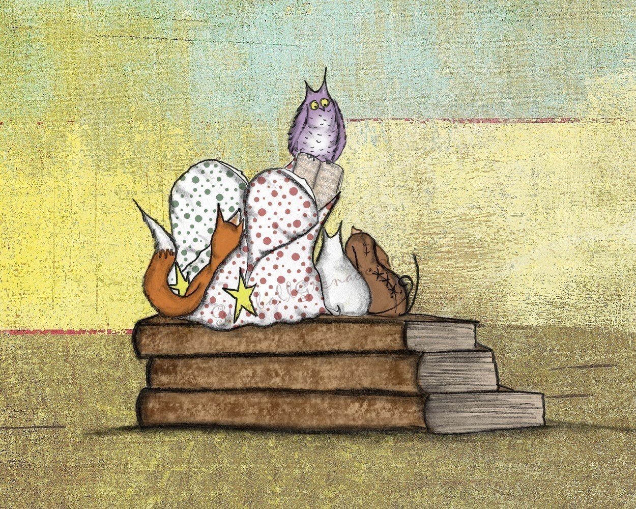 Book Reading Themed Kids Art Print and Literacy Themed Artwork | Etsy