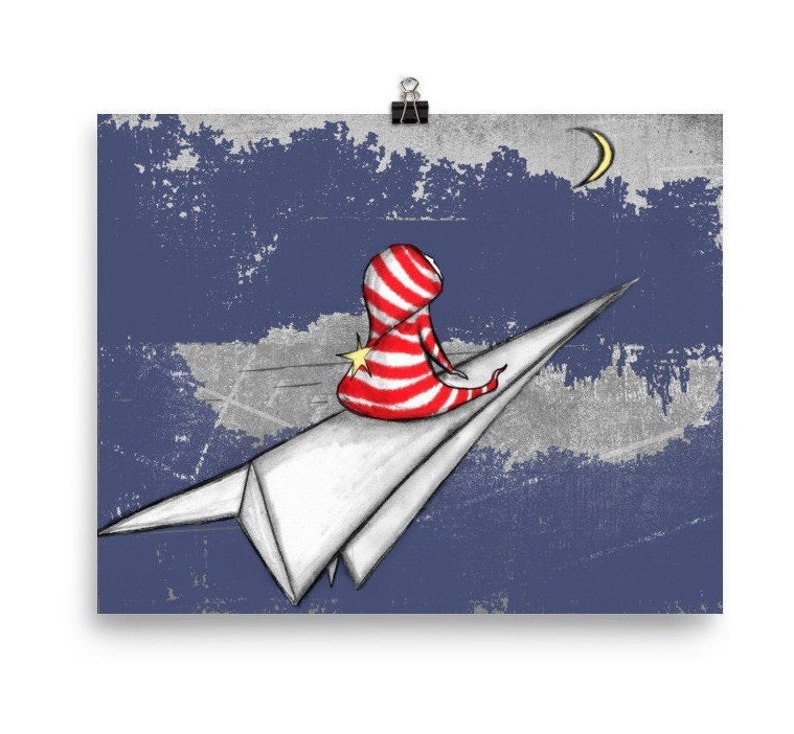 Space Themed Nursery Art Print Paper Airplane Boy's Nursery Room Airplane Themed Nursery Decor image 6