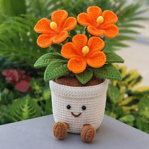 Cute Hibiscus Flower Pot Crochet - Easy Crochet Mothers Day Gift Amigurumi - How to Crochet Hibiscus Flower Pot Home Decoration