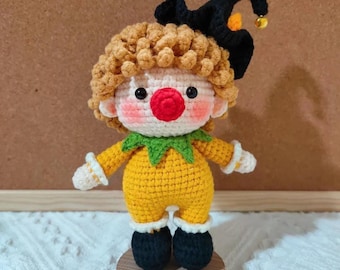 Halloween Clown Crochet Pattern - Pumpkin Amigurumi Clown Doll - Sweet Halloween Crochet PDF Tutorial - Halloween Decoration