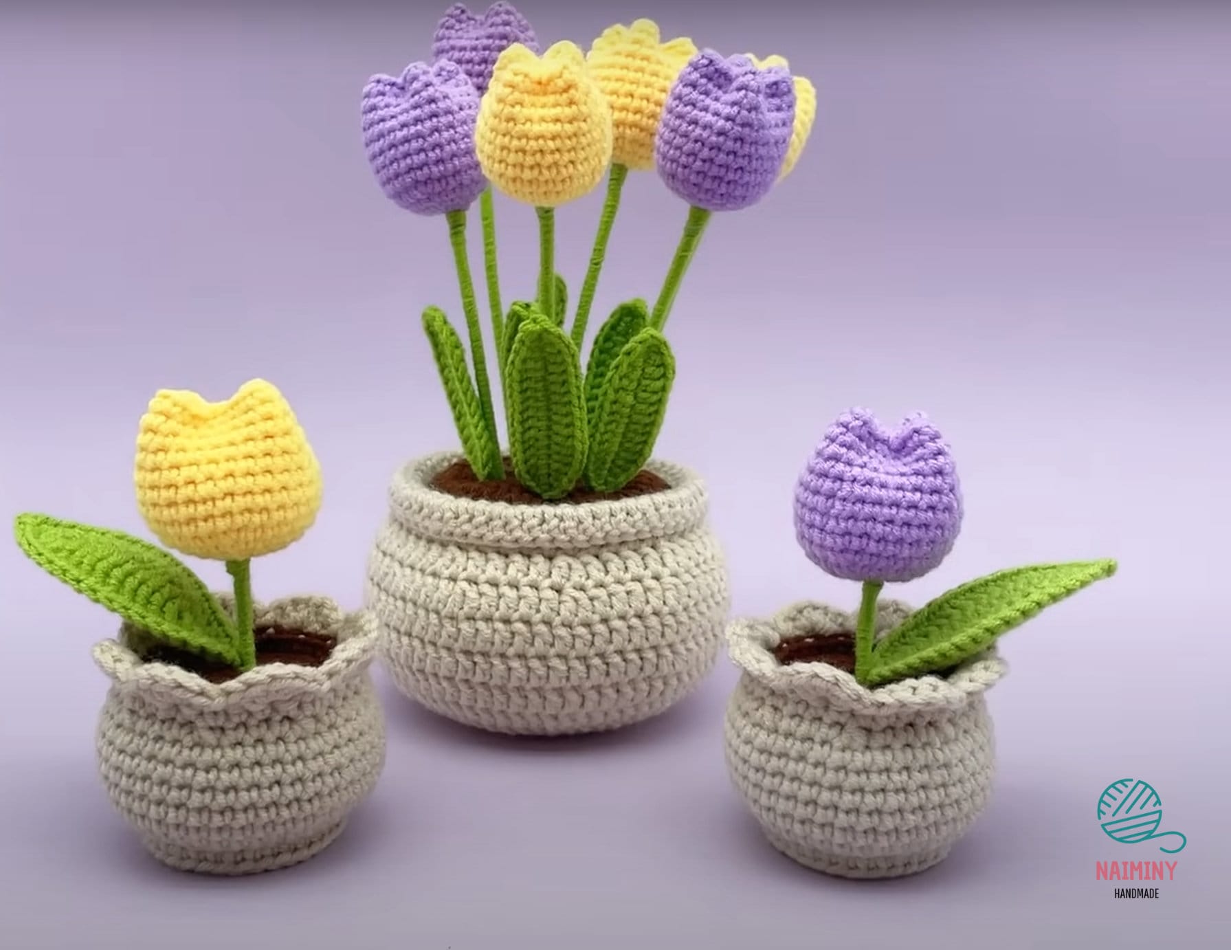 MINI PIANTE ARTIFICIALI in vaso Piante finte Fiore all'uncinetto per