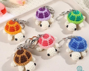 CROCHET PATTERN Turtle Keychain, Amigurumi Tutorial PDF in English, Crochet Sea Animals, Amigurumi Turtle, Sea Turtle Keychain