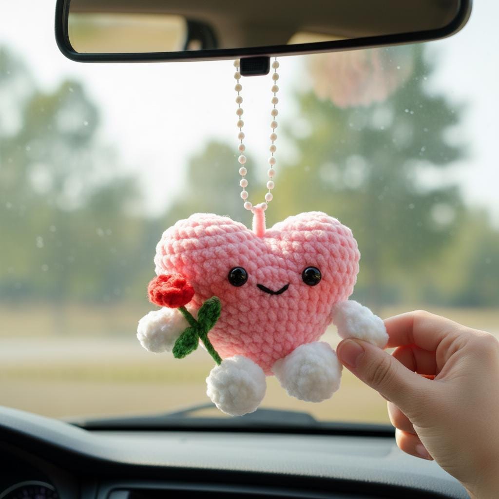 Cute Heart With Rose Crochet Pattern - How to Crochet Cute