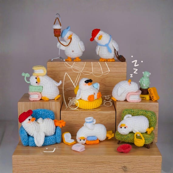 Bundle 8in1 Funny Ducklings Crochet PDF Pattern, How to Crochet Cute Duck Amigurumi, Crochet Mini Duck Tutorial, Cute Animal Crochet Pattern
