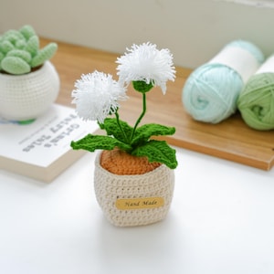Crochet Mini Dandelion Flower Pot PDF Pattern -  Desktop Flower Pots Crochet- Dandelion Amigurumi Plant Pots Decorations, Crochet Mini Pot
