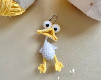 おもしろい小さなアヒルのキーホルダーの編み図、かわいいミニアヒルの