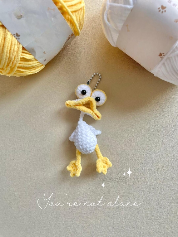 おもしろい小さなアヒルのキーホルダーの編み図、かわいいミニアヒルの